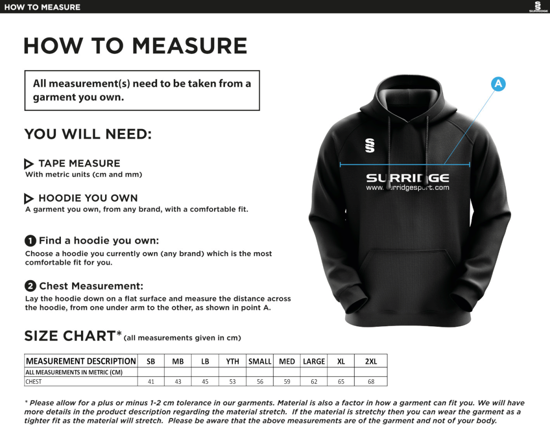 Carlisle CC Blade Hoody - Size Guide