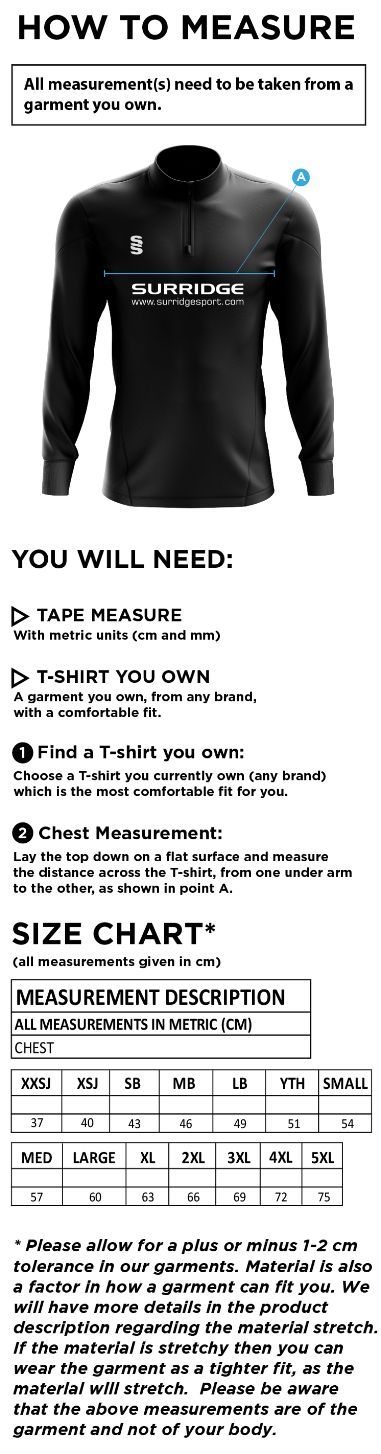 Carlisle CC Blade Performance Top - Size Guide