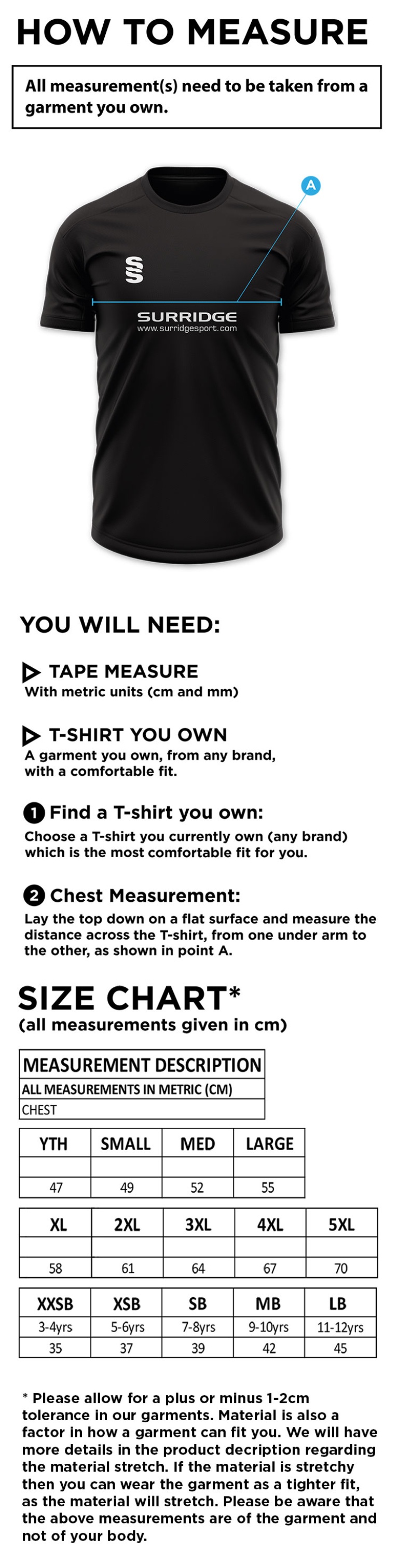 Carlisle CC Blade Polo - Size Guide