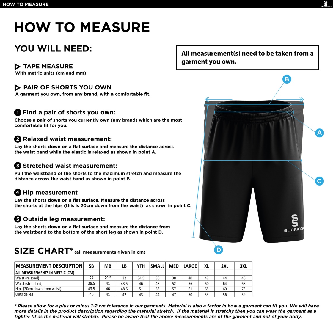 Carlisle CC Blade Shorts - Size Guide